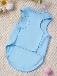 PETSIN 1pc L MOM Love Letter Printed Pet Tank Top Blue Skin Friendly Breathable Pet Clothing - Blue - View 3