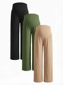 Modmama Maternity Solid Color Pleated Casual Loose Pants - Multicolor - View 15