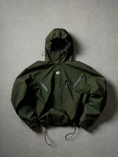 PAVTROS Men's Casual Black Jacket Men Techwear Rain Jacket Y2k Style Jacket Men Windbreaker Jacket Techwear Jacket,Windbreaker/Outdoor Windbreaker, Parka,Baggy,Winter Jacket,Streetwear Green Jacket