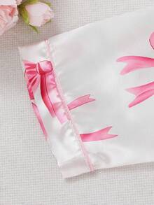 Young Girls Pajamas-2 Piece Pajama Set Spring To Summer Satain Pajamas - White - View 7