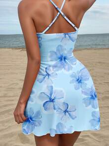 SHEIN SXY Đầm ngắn hai dây in hoa dành cho nữ - Nhiều màu - Xem 3