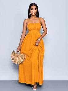 SOLERSUN Đầm maxi mùa hè phong cách Boho hở lưng dành cho nữ, đầm dài thướt tha thanh lịch, đầm nhiệt đới thích hợp cho kỳ nghỉ. - Màu Cam cháy - Xem 5