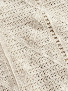 SWAVVY Top tricoté à manches courtes, motif diamant de couleur unie, décontracté, pour l'été - Beige - Voir 6