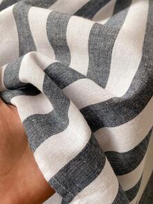 Muvela New Arrival Spring/Summer Gray & White Striped Round Neck Sleeveless Shift Dress, Suitable For Urban Commute - Multicolor - View 7