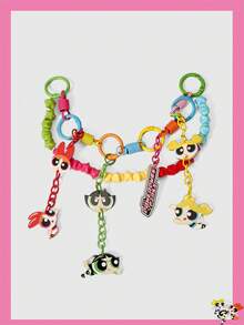 THE POWERPUFF GIRLS X SHEIN 1 pieza Colgante decorativo con los 3 protagonistas de Las Chicas Superpoderosas, con diseño de animación infantil y cadena a juego de colores - Multicolor C - Ver 2