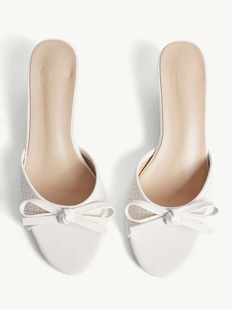 CUCCOO CHICEST Women Shoes Beige PU Fashion Elegant Comfortable Spring And Summer Bow Elements Kitten And Slippers