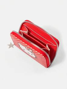 HELLO KITTY AND FRIENDS | SHEIN Dompet Koin Portabel Bergaya Motif Polkadot Merah dengan Kapasitas Besar - Merah - View 6