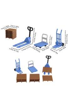 MINKOJA MINKOJA 11pcs Mini Simulation Handling Tool Models (Blue) - Hand Truck Display Props, Miniature Scene Accessories For Showcase And DIY Landscape Crafts - multicolor - View 10