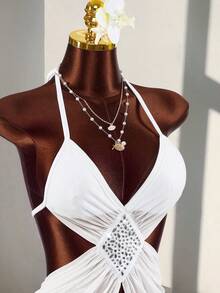 Amplova 2026 低胸镂空性感连体衣 - 白色 - 查看 1