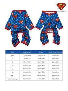 SUPERMAN X PETSIN 1 件徽标波尔卡圆点印花针织弹力透气舒适宠物狗猫通用四腿连体衣 - 彩色 - 查看 5