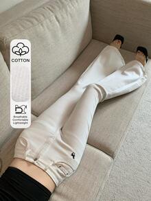 DAZY Jeans acampanados de mujer con elegante patrón de bordado en contraste blanco, para primavera/verano - Blanco - Ver 1