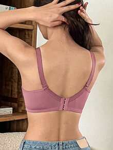 DAZY Sujetador con aros y tirantes ajustables, con relleno y pliegues ligeros, estilo minimalista, adecuado para lencería de primavera y verano para mujeres - Rosa - Ver 2