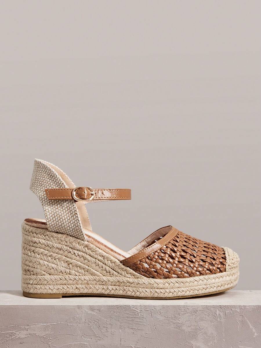 Styleloop Women's Summer Vacation Casual Woven Wedge Sandals - Brown - View 1
