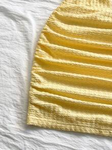 Soleia Đầm ngắn gợi cảm màu trơn dành cho nữ, kiểu cổ yếm, buộc dây, hở lưng, xếp ly, thích hợp cho hẹn hò và tiệc tùng. - Vàng nhạt - Xem 3