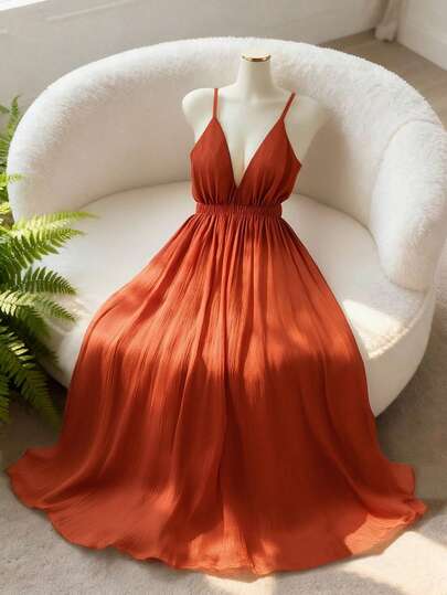 GlowEve 复古法式性感露背优雅吊带裙