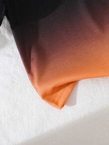 SHEIN 男婴夏季休闲海滩度假街头日常通勤字母渐变印花短袖T恤 - 黑色 - 查看 6