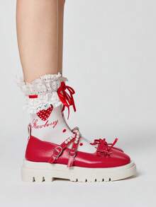 ROMWE Kawaii Cuñas y plataformas para mujer - Mate rojo - Ver 4