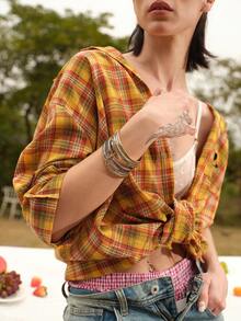 Glisma ZAA Stacked Fish Shaped Bracelet, Personalized Retro Light Luxury Premium Design Multi Layer Stacked Alloy Marine Animal Fish Women's Bracelet - Multicolor - View 3