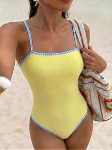 Swim Vcay Áo tắm liền thân thiết kế hoa nhí thời trang với họa tiết hình học, rất được ưa chuộng để mặc đi biển vào mùa xuân/hè. - Nhiều màu - Xem 5