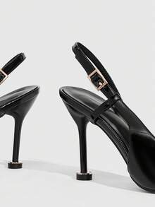 CUCCOO SZL Women's Versatile Pointed Toe Buckle Pumps For Commuting - Black - View 5