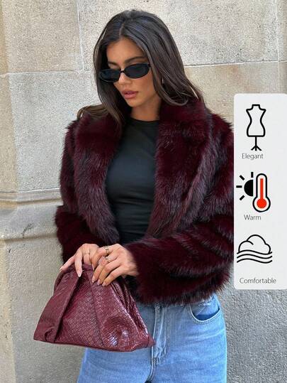 Aloruh Women's Fall/Winter Fluffy Thick & Warm Loose Fit Long SleeveFaux Fur Coat For Women , Fox Fur Coat, Mid-Length Fur Jacket, Young Fur Coat, New Short Outerwear,Cozy Fall And Winter Clothes For Women