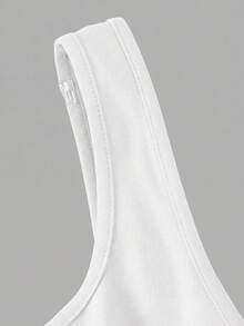 SHEIN MOD Đầm không tay hở lưng màu trơn dành cho nữ cỡ lớn, có nơ trang trí. - trắng - Xem 3