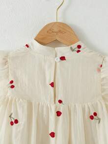 Souflis Souflis Đầm bé gái kiểu Pháp họa tiết quả anh đào mới, đầm không tay dáng rộng thanh lịch, kiểu dáng đơn giản sang trọng cho kỳ nghỉ. - Nhiều màu - Xem 4