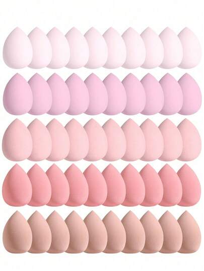 50/40/30/10Pcs Latex-Free Dual-Use Makeup Sponge Set, Multi-Color For Liquid/Cream/Powder Foundation, Flawless Base, All Skin Types, Travel-Friendly Makeup Tool, Ideal Gifts/Stocking Stuffers