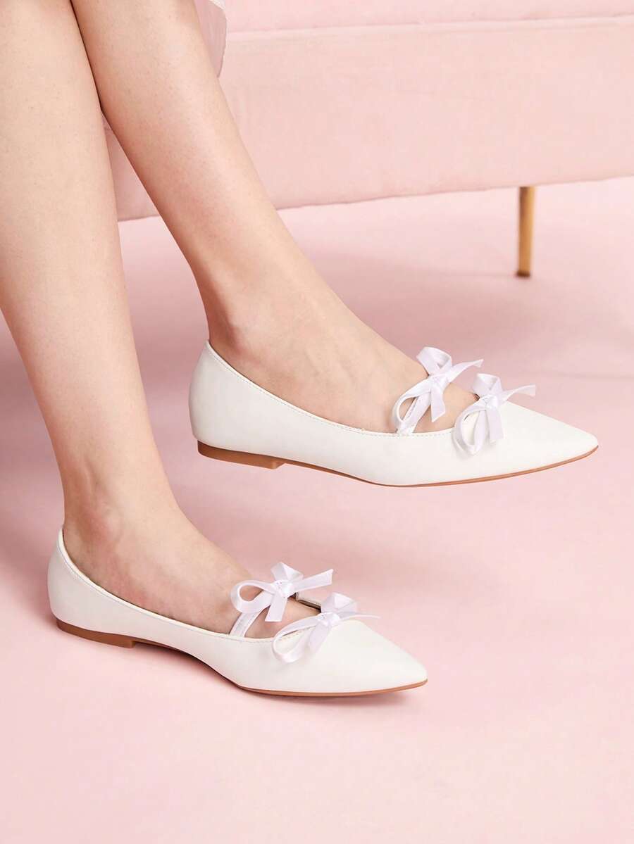 CUCCOO DOLLMOD Bailarinas elegantes con lunares y decoración de lazo para mujer, ideales para el día a día en Navidad - Chantilly - Ver 1