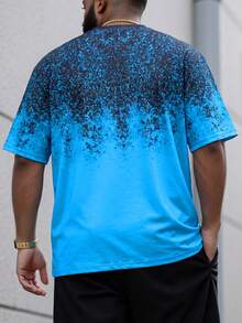 ResortEase 大码男士拼色圆领短袖休闲 T 恤，夏季外出街头装 - 彩色 - 查看 3