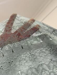 Napfluff CURVE Vacation Style Lace Embroidery Camisole Maxi Nightgown - Green - View 7