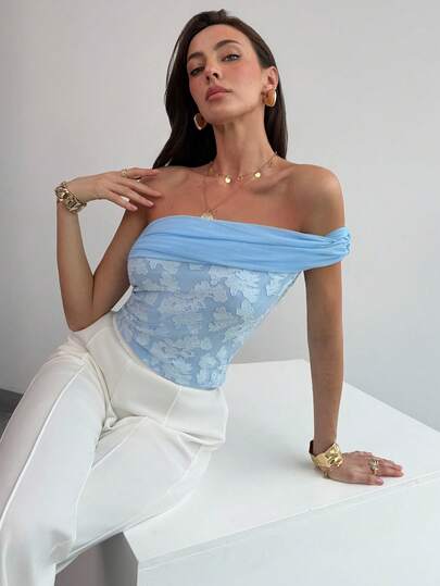 Aloruh This Elegant Off-The-Shoulder Fitted Lace Dress For Women, Paired With A Romantic Openwork Embroidered Top And A Bohemian Blue Blouse, Is Perfect For Everyday Wear, Dates, Vacations, Afternoon Tea, And Summer Attire. It's Ideal For Beach Vacations, Romantic Dates, Afternoon Tea With Friends, Music Festivals, And More. It's Also Perfect For Summer Outings, Bohemian Getaways, Wedding Guest Dresses, And Bridal Showers. It's Suitable For Summer Vacations And Everyday Wear. Furthermore, It's Also Great For Work, Back-To-School, Afternoon Tea, Summer Music Festivals, Easter, St. Patrick's Day, Western, Nomadic, Birthday Parties, Graduations, Preppy, School Uniforms, Everyday Wear, Casual Wear, Vacations, Cruises, Beaches, Sunbathing, Best-Selling Items, Streetwear, Wedding Guests, Bohemian Style, Commuting, Brunch, And Airport Fashion.