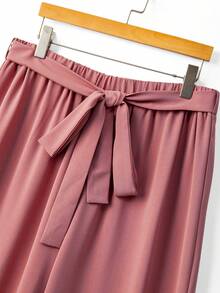 Linhara Bộ đồ 2 món cỡ lớn, thanh lịch, in hoa, viền bèo nhún, áo và quần, thích hợp cho mùa hè. - Nhiều màu - Xem 5