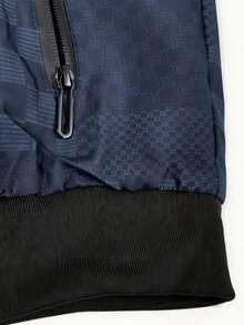 Manfinity Homme Men's Casual Commuting Patchwork Print Zip-Up Baseball Jacket - Multicolor - View 6