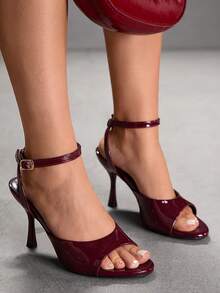 CUCCOO SZL Women Shoes Classic Simple Fashion Sexy Women High Heels Stiletto Sandals, Banquet Party High Heels Holiday Valentine's Day Dating Sexy Wear - Burgundy - View 3