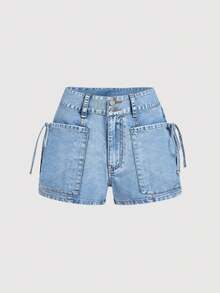 Sweetra Women's Casual Denim Shorts - Blue - View 5