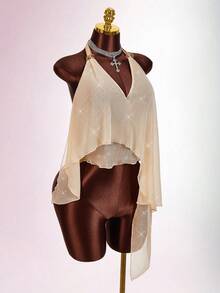 Amplova Asymmetrical Hem Deep V-Neck Women's Camisole For Party & Banquet - Gold - View 13