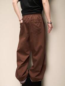 Manfinity Hypemode 新款休闲棕色宽松阔腿裤 - 棕色 - 查看 2