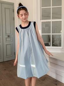 DAZY Girls Sleeveless Round Neck Dress Summer - Blue - View 4