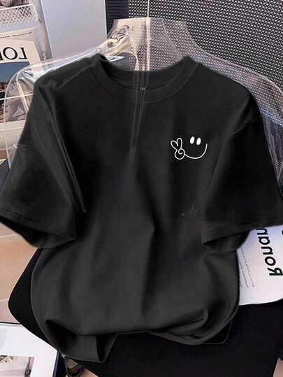 EMERY ROSE 大码女式休闲笑脸时尚短袖T恤