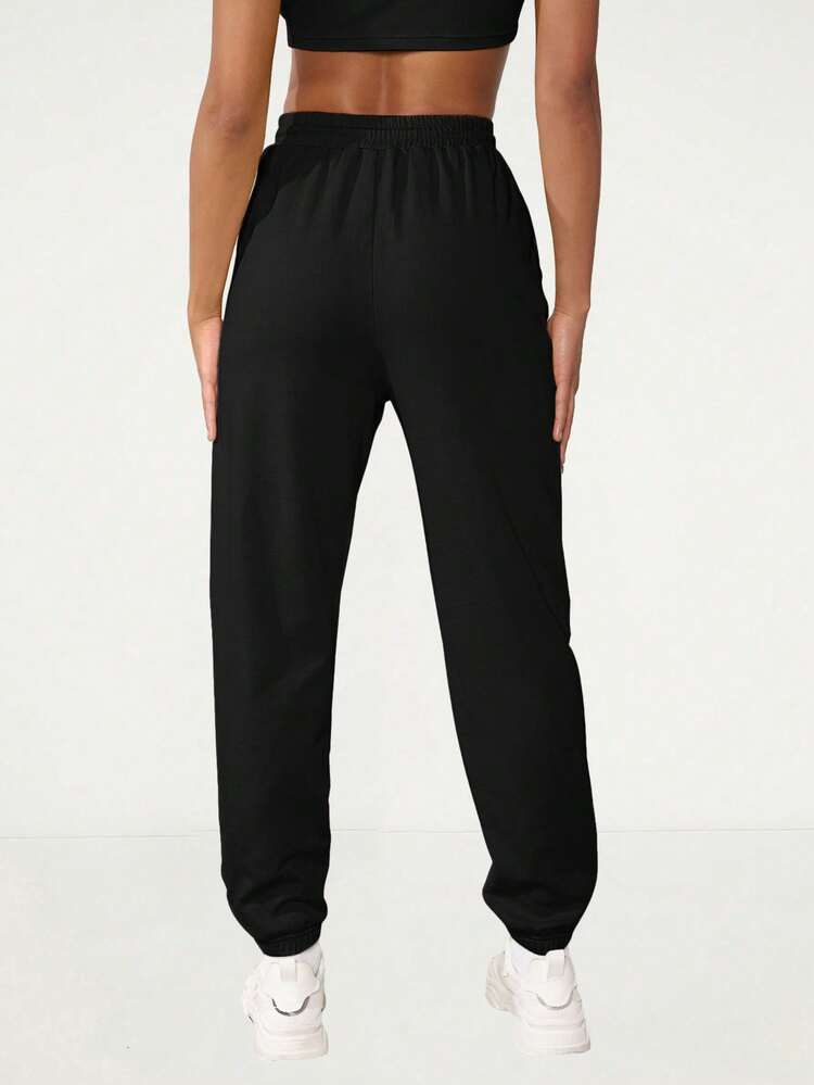 Women Solid Drawstring Pocket Jogger Sweatpants/Summer