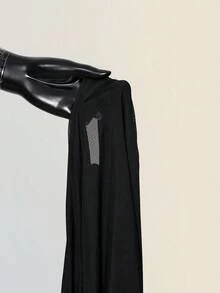 SHEIN ICON Vestido mini sexy con escote pronunciado, parches de malla y espalda descubierta - Negro - Ver 9