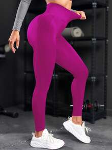 Core Rhythm Running Tights Seamless High Stretch Tummy Control Active Leggings For Chinese New Year Yoga Women Pants - Red Violet - View 6