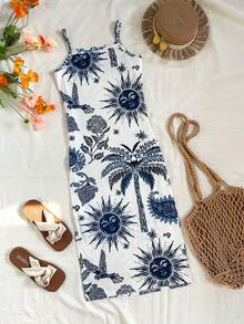 Travachic KIDS Tween Girls' Summer Vacation Casual Knit Floral Print Camisole Dress - Multicolor - View 3