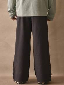 Musero 直筒褶裥腰带环西装裤，秋冬必备单品 - 卡其色 - 查看 4