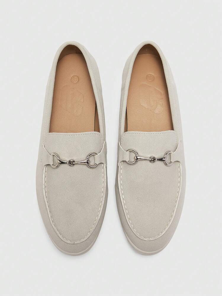 CUCCOO BIZCHIC Women's Metal Decor Casual Slip-On Loafers, Versatile For Daily Commute