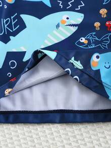 SHEIN Bubblio 2 Stücke/Set Baby Jungen süßer gestrickter elastischer Hai-Muster Farbblock Langarm Badeanzug & Badeshorts Set, geeignet für Strand, Pool, Urlaub - Verschiedenfarbig - Übersicht 5