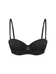 SHAPORA 1pc Women Solid Underwire Bra - Black - View 1