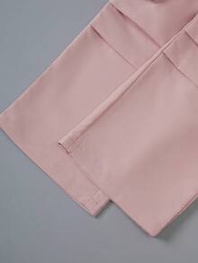 SHEIN Casuvi Kids 两件套女童针织白色短袖T恤和蓝色针织亮片蝴蝶结工装裤，时尚夏季套装 - 粉色 - 查看 8