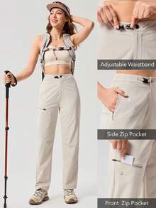 OutZeal Women Outdoor Pants Camping Hiking Water-Resistant Stretchy Multi Pockets - Light Grey - View 4